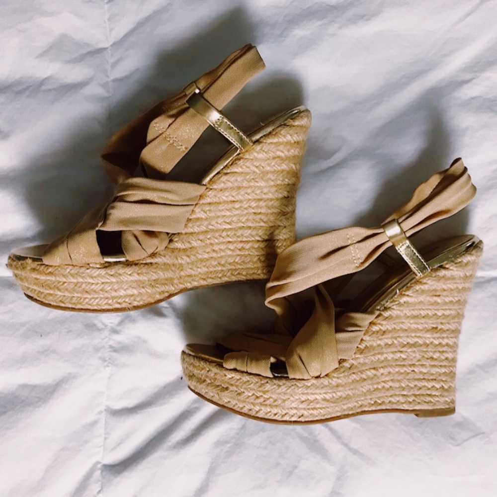 Gold Nine West Wedges